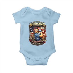 Patriotic Rosie Nurse Feminist Pride Baby Onesie 250 Years Of Nursing TS12 Light Blue Print Your Wear