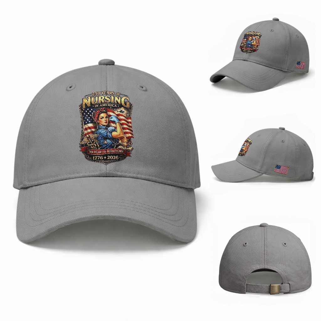 Patriotic Rosie Nurse Feminist Pride Baseball Cap 250 Years Of Nursing TS12 Baseball Cap Universal Fit Sport Gray Print Your Wear