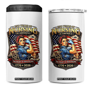 Patriotic Rosie Nurse Feminist Pride 4 in 1 Can Cooler Tumbler 250 Years Of Nursing TS12 One Size: 16 oz White Print Your Wear