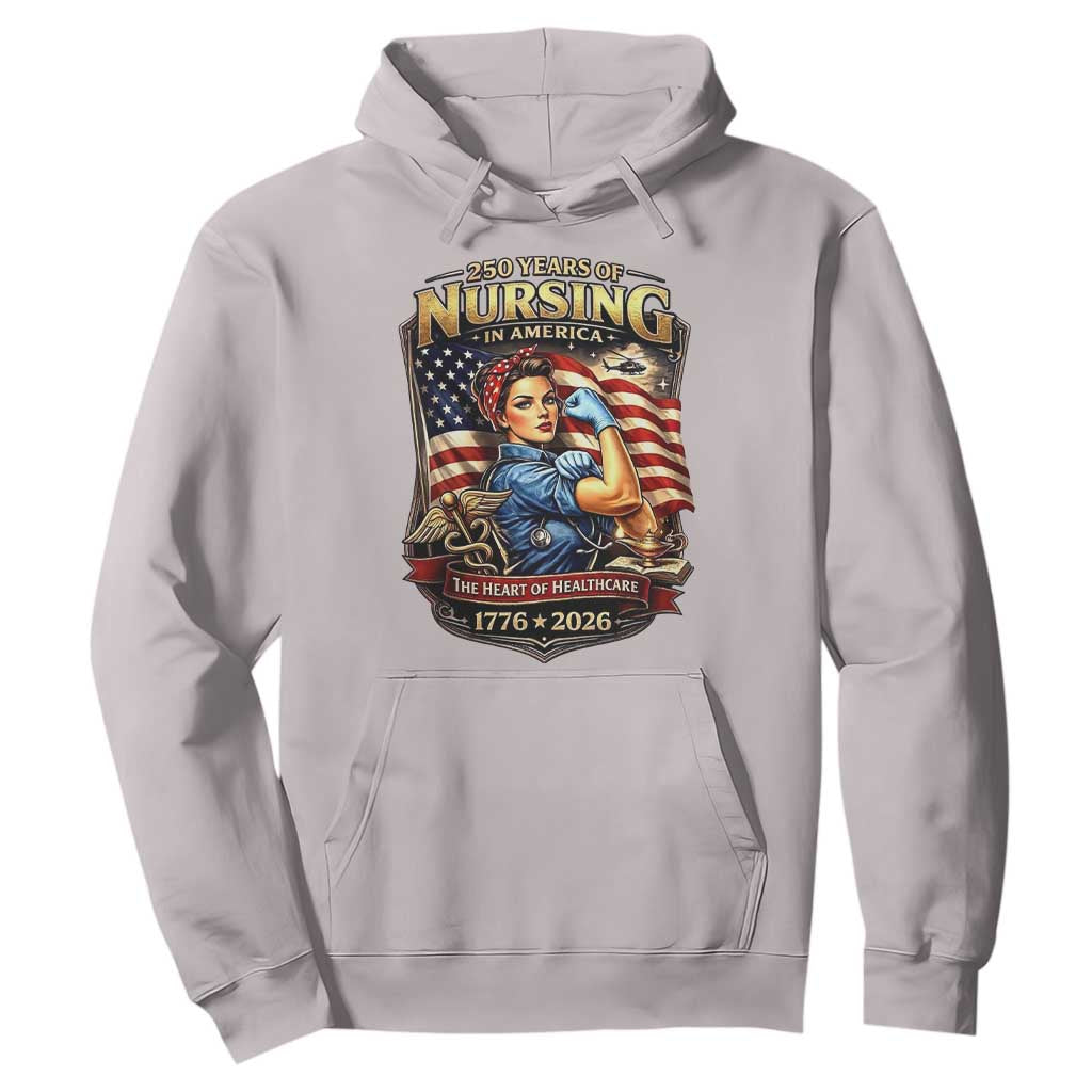 Patriotic Rosie Nurse Feminist Pride Hoodie 250 Years Of Nursing TS12 Ice Gray Print Your Wear