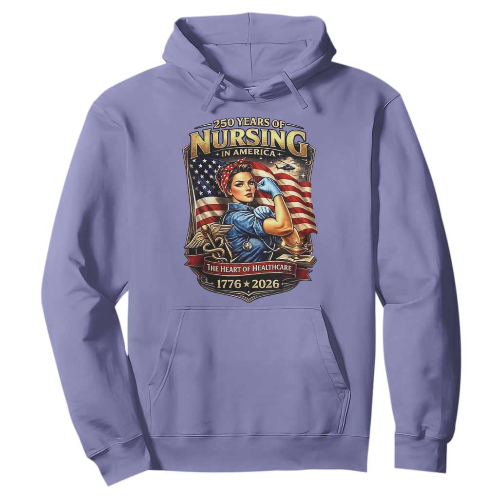 Patriotic Rosie Nurse Feminist Pride Hoodie 250 Years Of Nursing TS12 Violet Print Your Wear