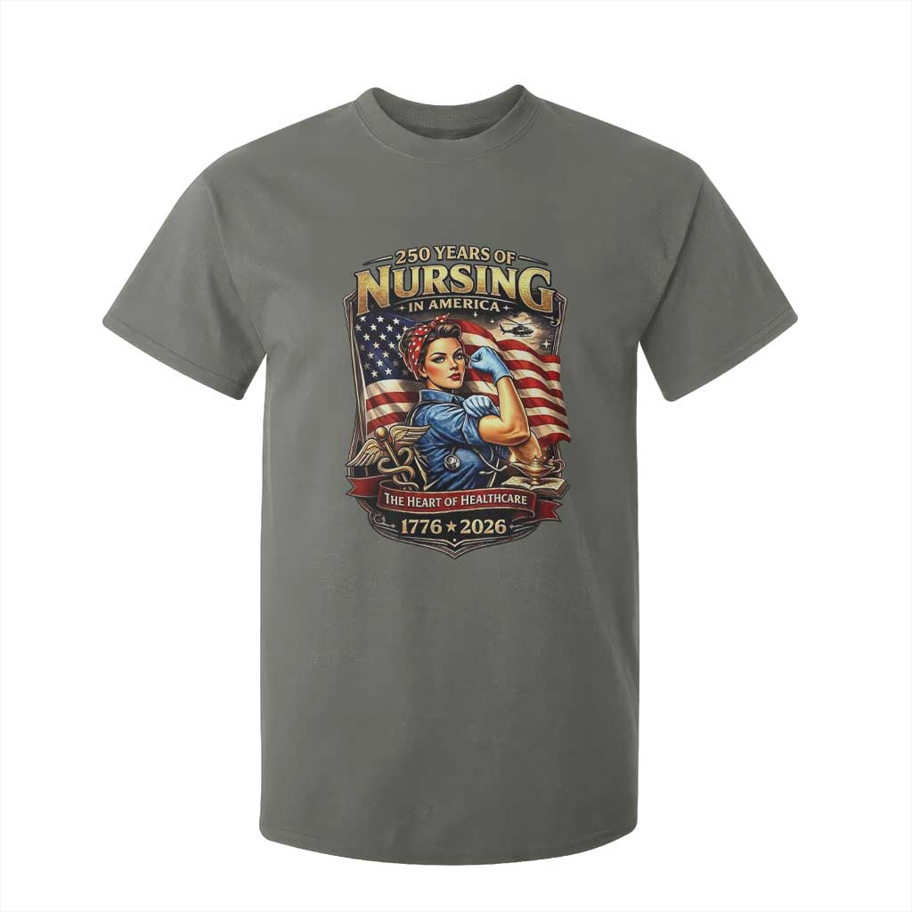 Patriotic Rosie Nurse Feminist Pride T Shirt For Kid 250 Years Of Nursing TS12 Military Green Print Your Wear