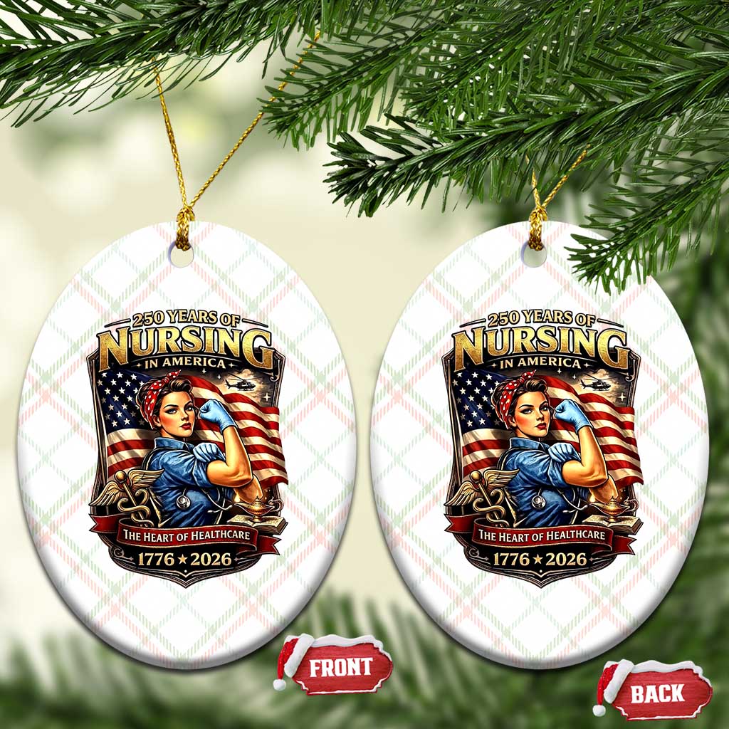 Patriotic Rosie Nurse Feminist Pride Ceramic Ornament 250 Years Of Nursing TS12 Print Your Wear
