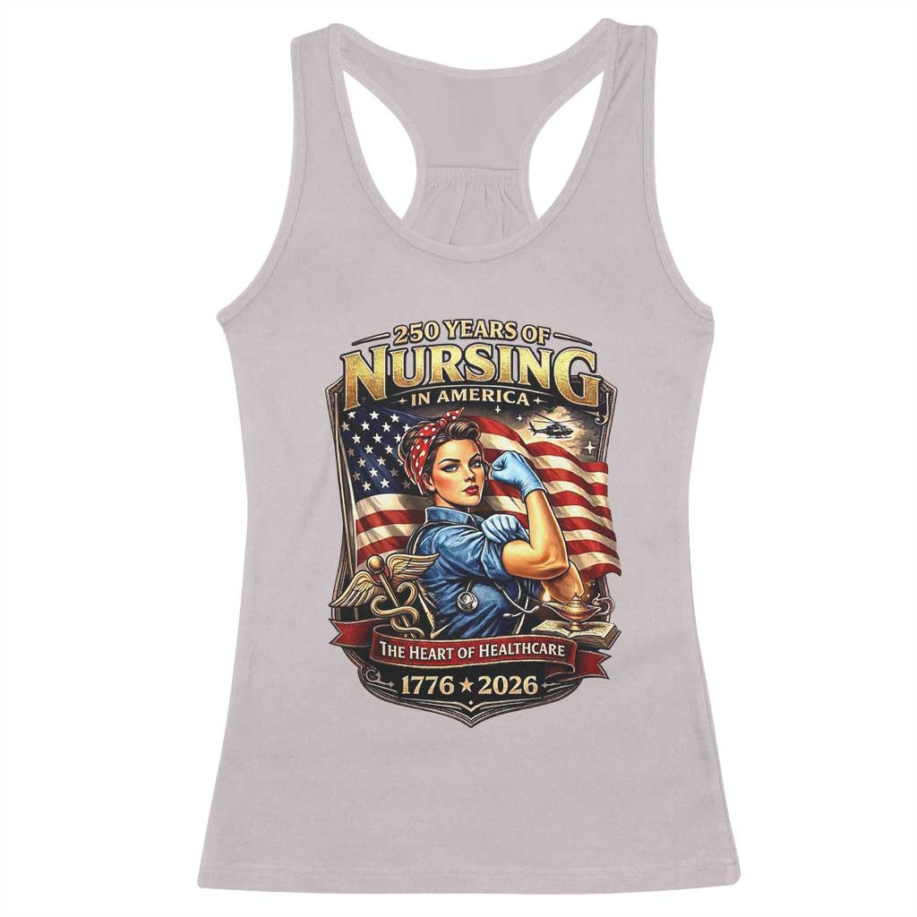 Patriotic Rosie Nurse Feminist Pride Racerback Tank Top 250 Years Of Nursing TS12 Ice Gray Print Your Wear