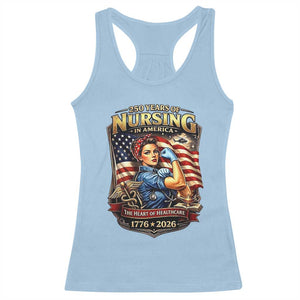 Patriotic Rosie Nurse Feminist Pride Racerback Tank Top 250 Years Of Nursing TS12 Light Blue Print Your Wear