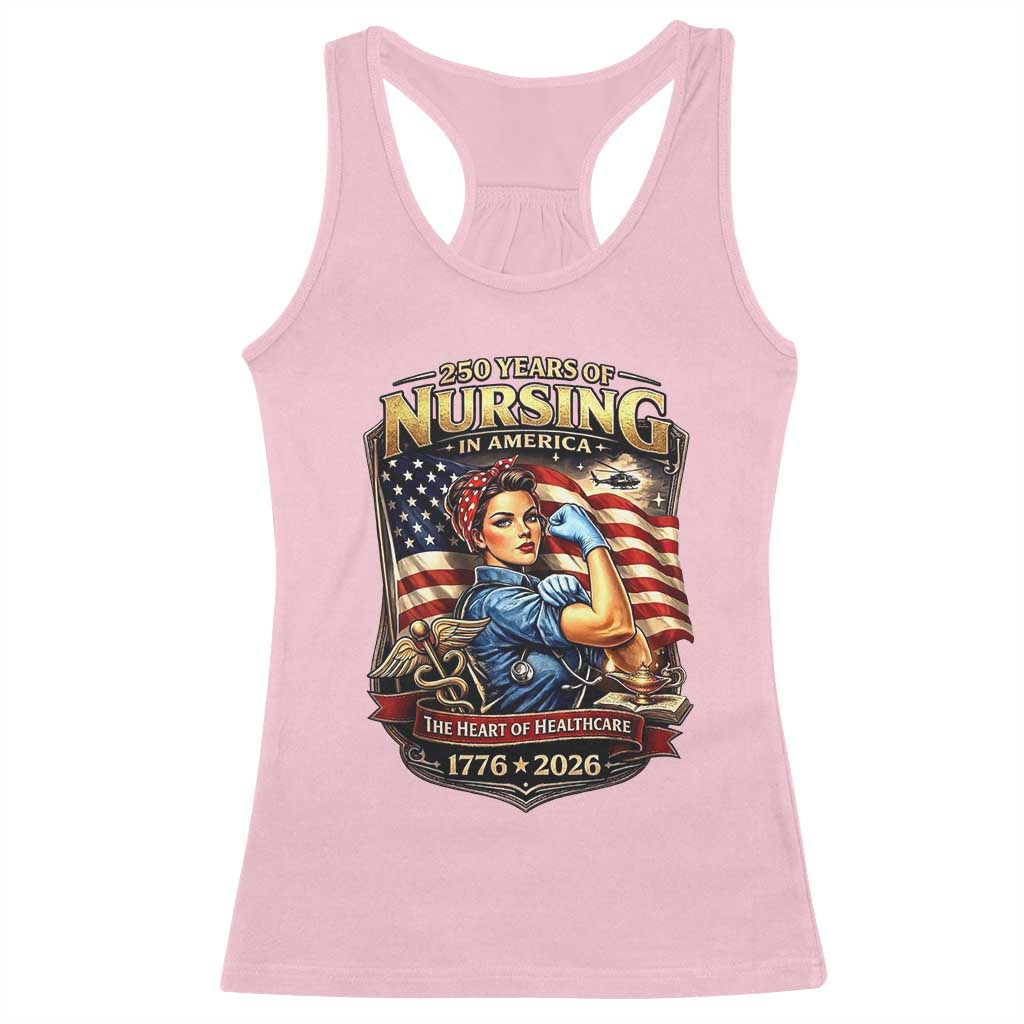 Patriotic Rosie Nurse Feminist Pride Racerback Tank Top 250 Years Of Nursing TS12 Light Pink Print Your Wear