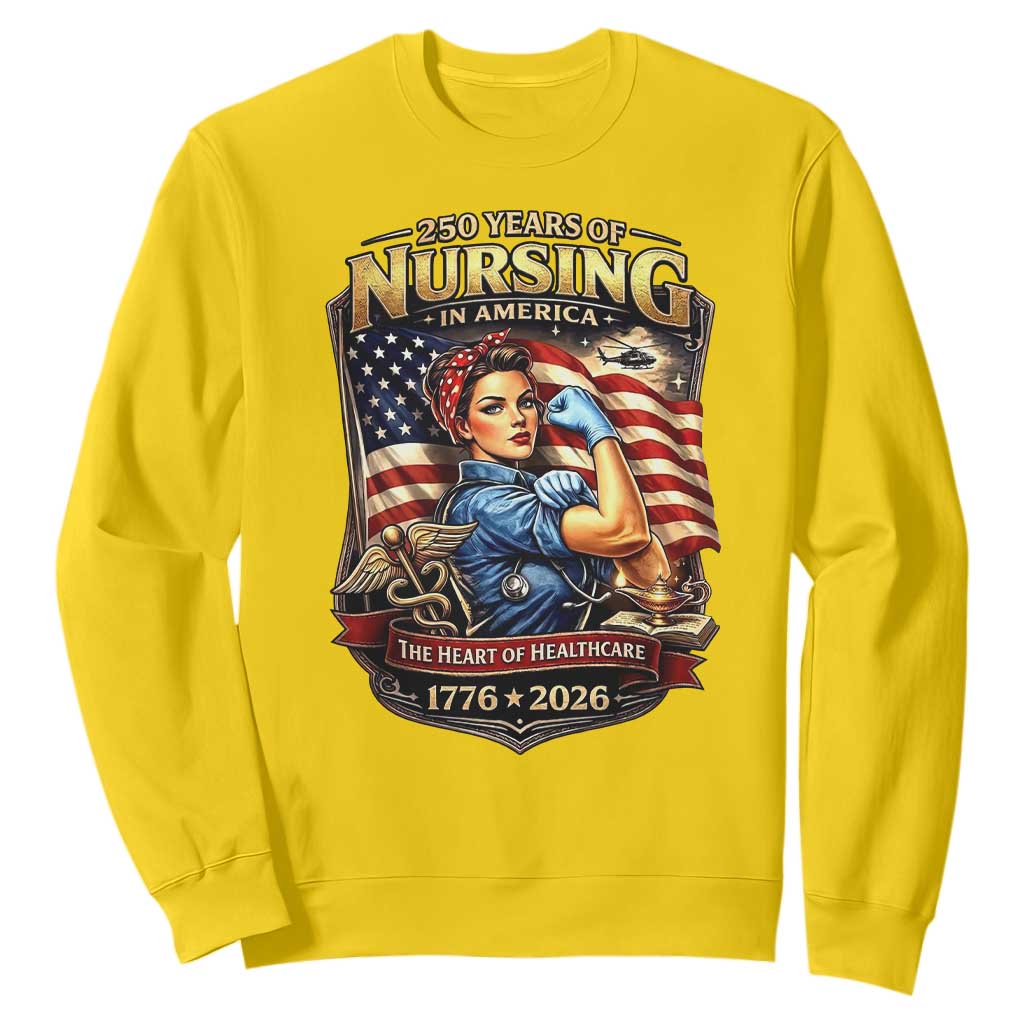 Patriotic Rosie Nurse Feminist Pride Sweatshirt 250 Years Of Nursing TS12 Daisy Print Your Wear