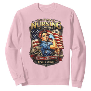 Patriotic Rosie Nurse Feminist Pride Sweatshirt 250 Years Of Nursing TS12 Light Pink Print Your Wear