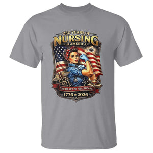Patriotic Rosie Nurse Feminist Pride T Shirt 250 Years Of Nursing TS12 Sport Gray Print Your Wear