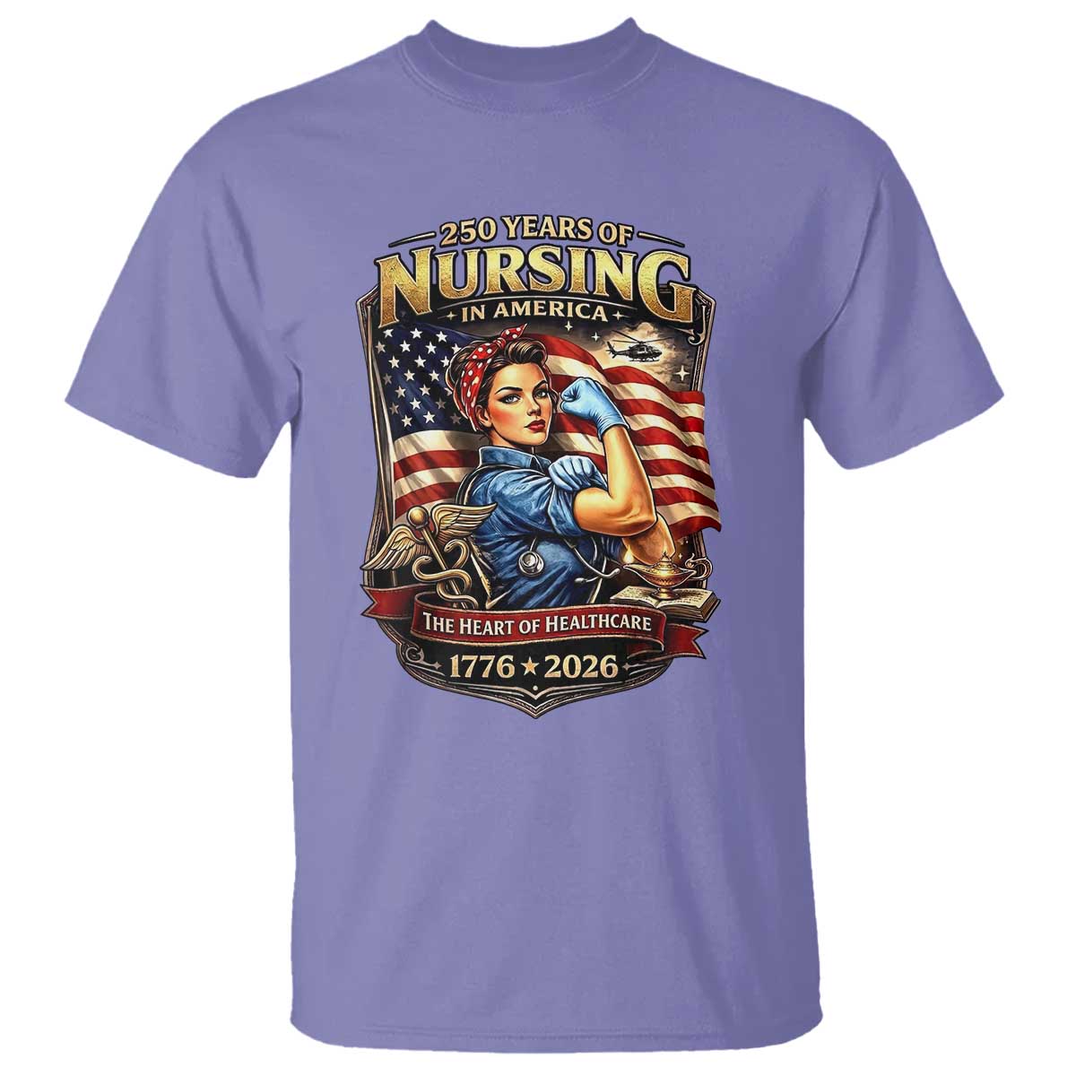Patriotic Rosie Nurse Feminist Pride T Shirt 250 Years Of Nursing TS12 Violet Print Your Wear