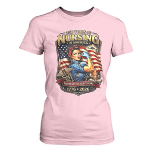 Patriotic Rosie Nurse Feminist Pride T Shirt For Women 250 Years Of Nursing TS12 Light Pink Print Your Wear