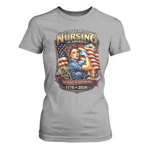 Patriotic Rosie Nurse Feminist Pride T Shirt For Women 250 Years Of Nursing TS12 Sport Gray Print Your Wear