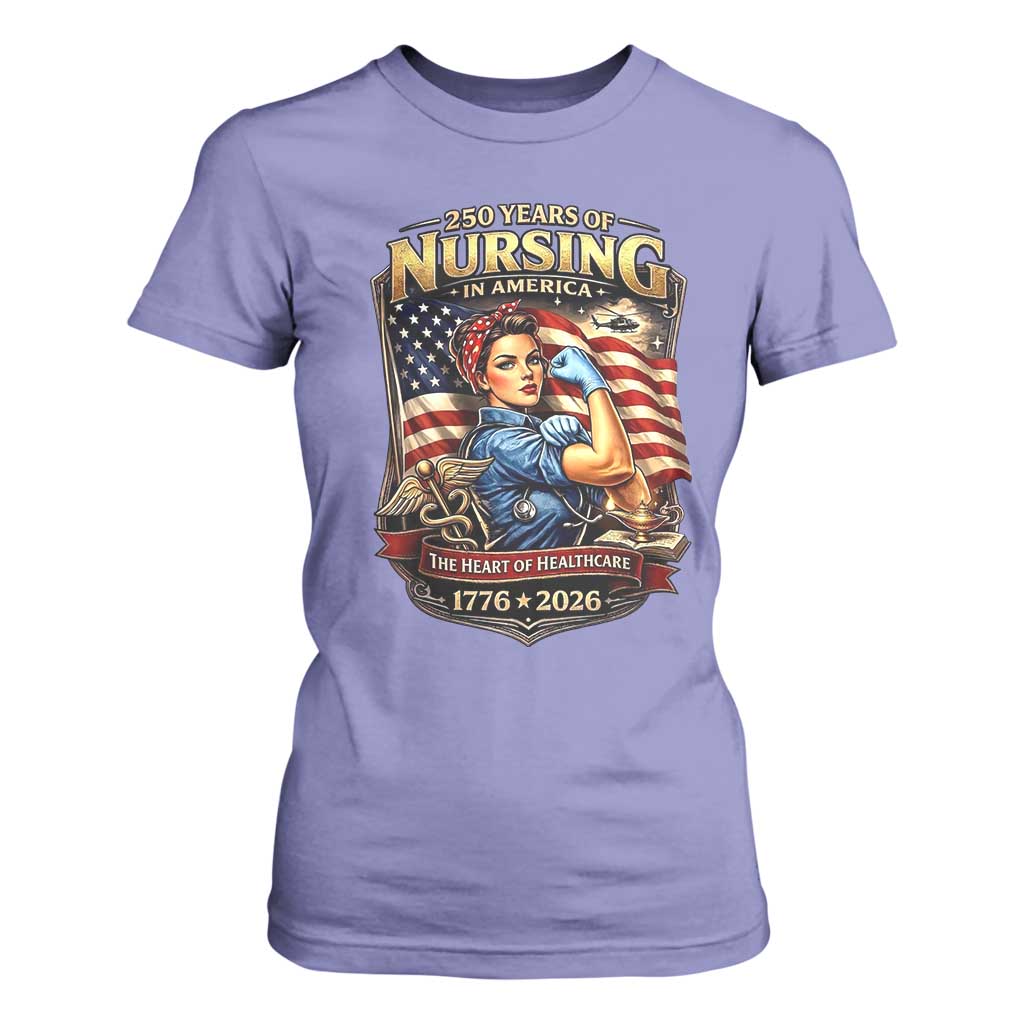 Patriotic Rosie Nurse Feminist Pride T Shirt For Women 250 Years Of Nursing TS12 Violet Print Your Wear