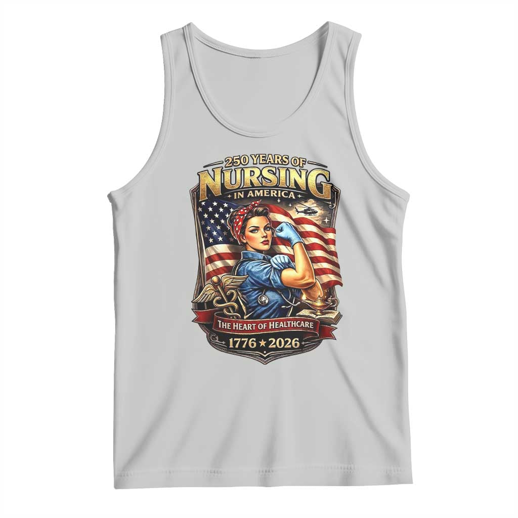 Patriotic Rosie Nurse Feminist Pride Tank Top 250 Years Of Nursing TS12 Ash Print Your Wear
