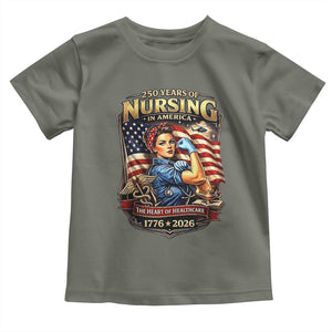 Patriotic Rosie Nurse Feminist Pride Toddler T Shirt 250 Years Of Nursing TS12 Military Green Print Your Wear
