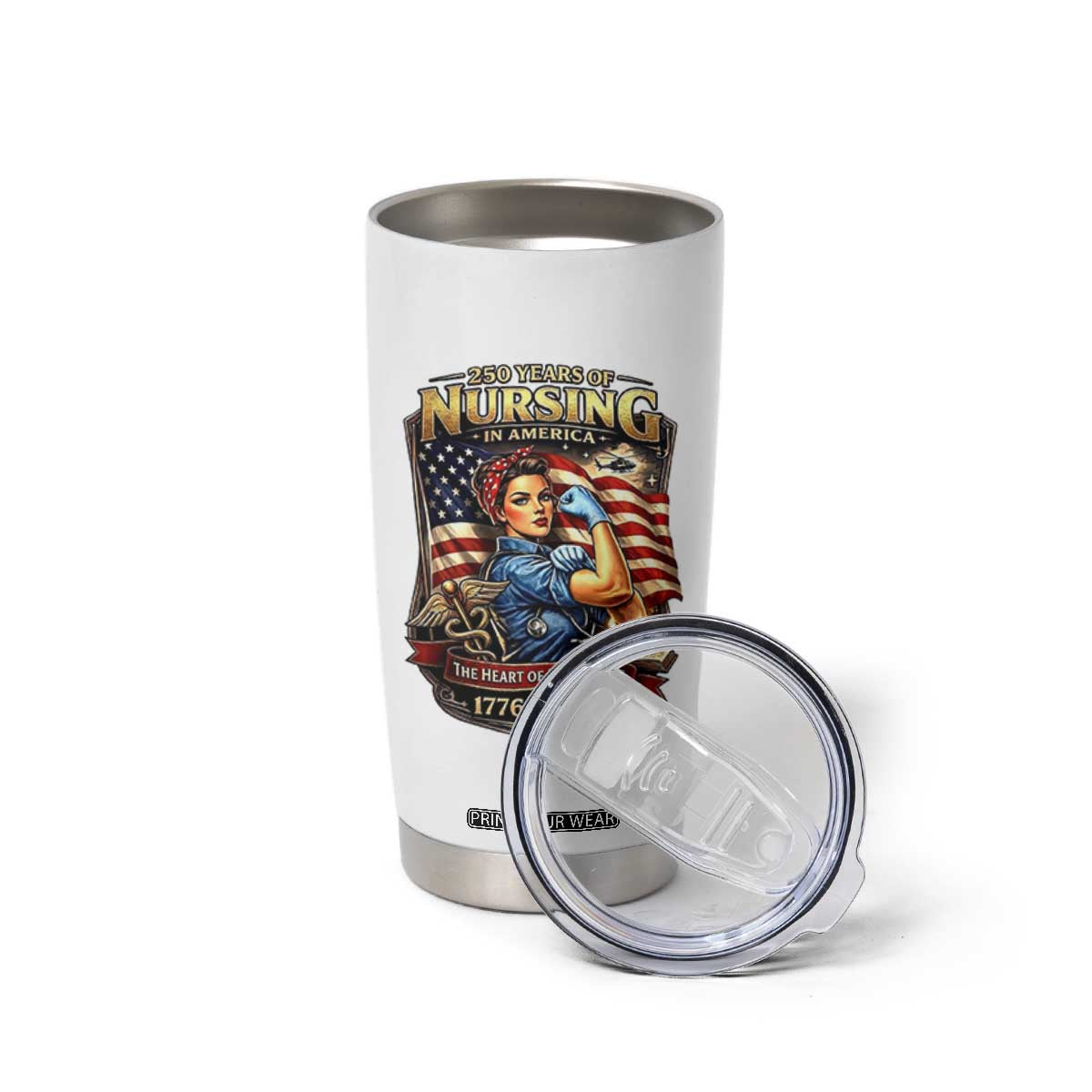 Patriotic Rosie Nurse Feminist Pride Tumbler Cup 250 Years Of Nursing TS12 Print Your Wear