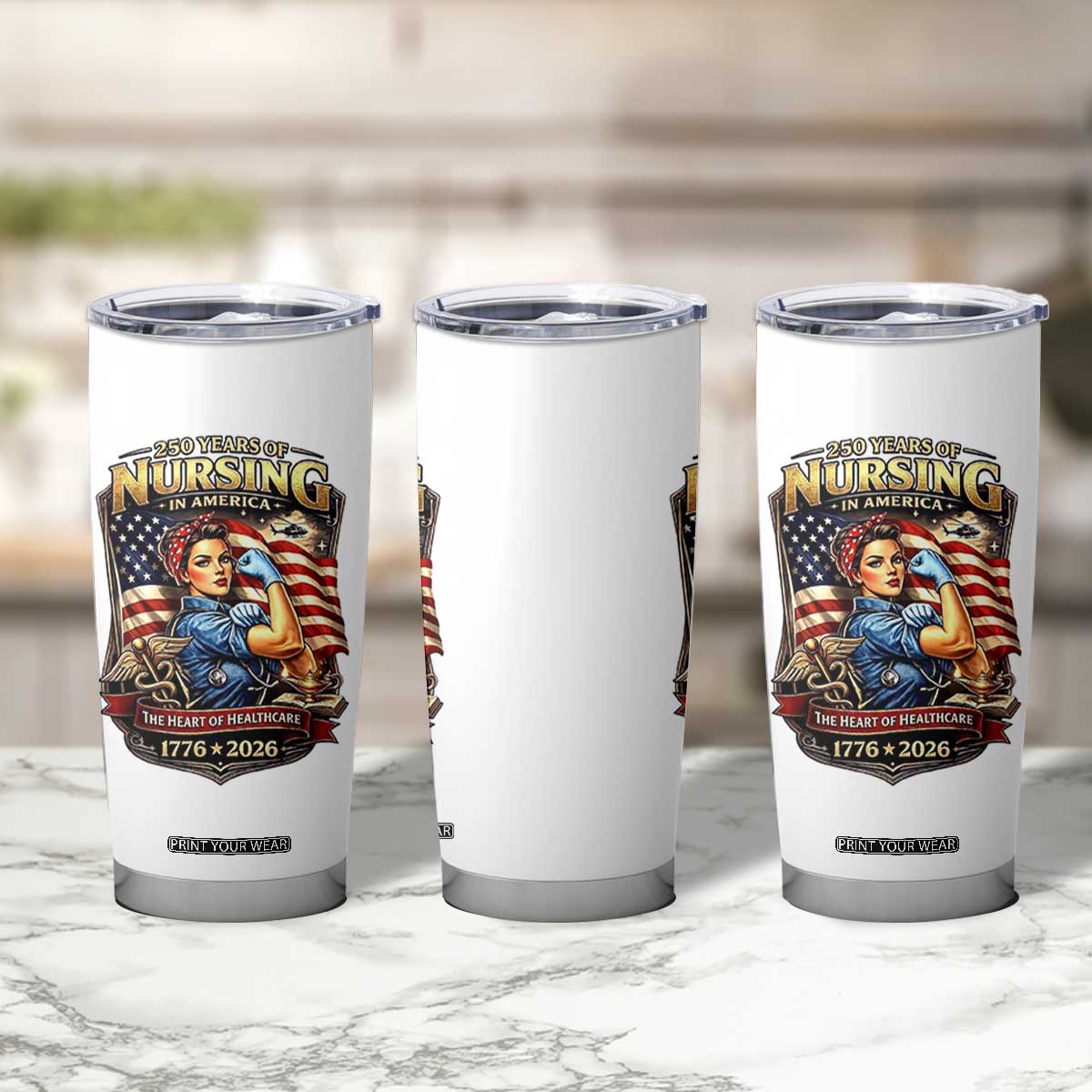 Patriotic Rosie Nurse Feminist Pride Tumbler Cup 250 Years Of Nursing TS12 Print Your Wear