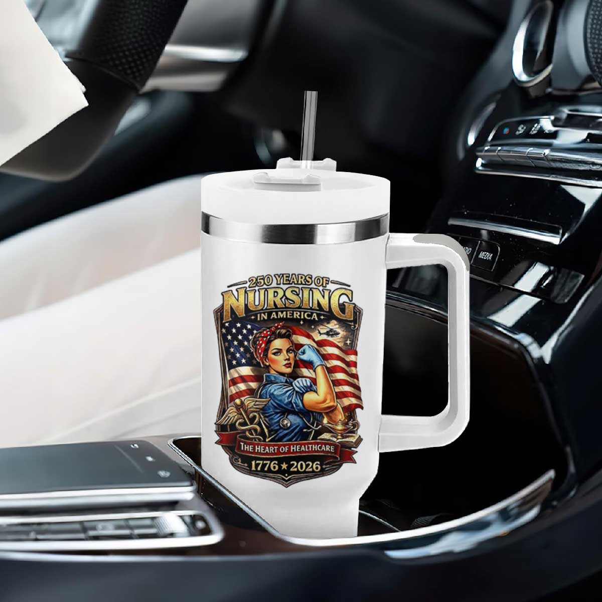 Patriotic Rosie Nurse Feminist Pride Tumbler With Handle 250 Years Of Nursing TS12 Print Your Wear