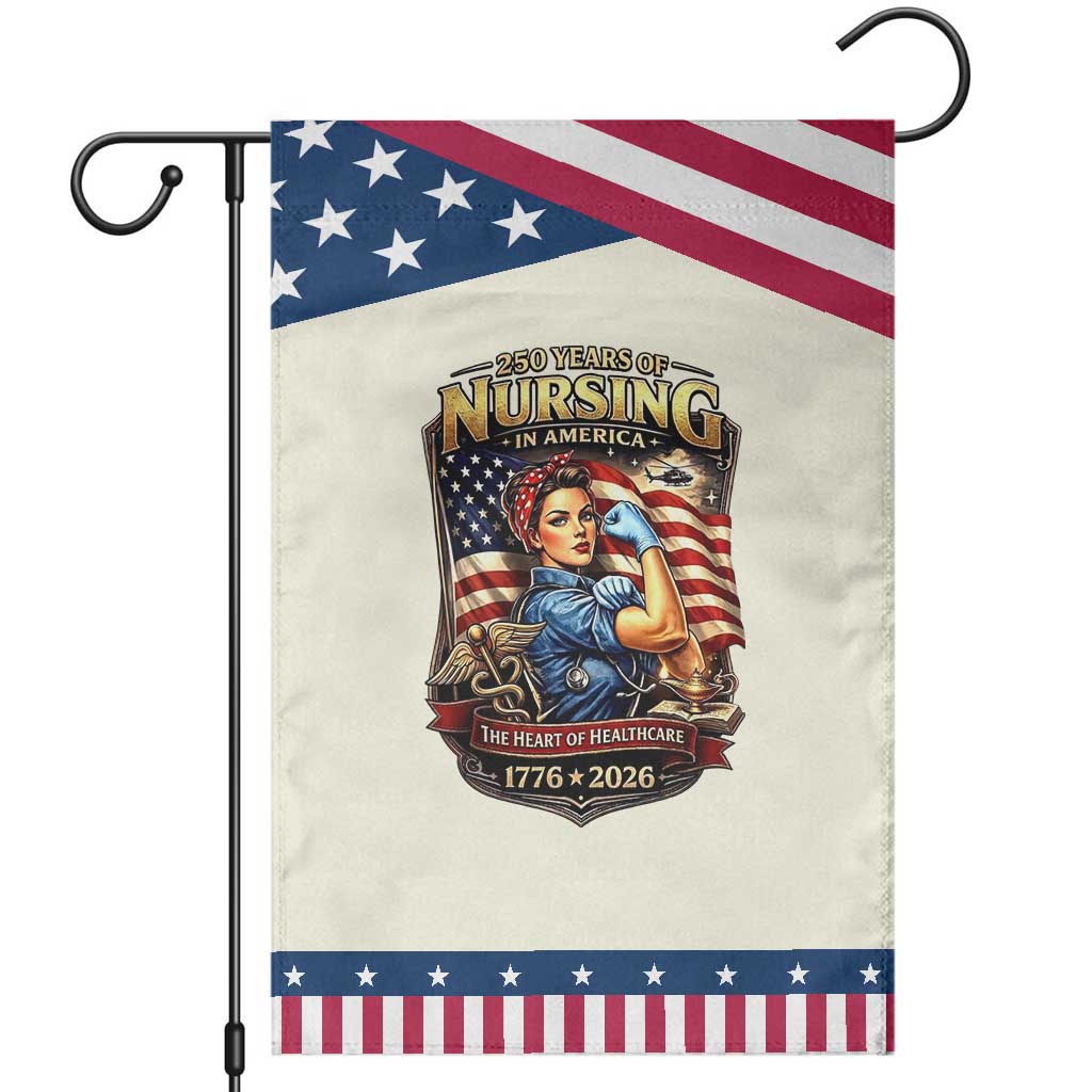 Patriotic Rosie Nurse Feminist Pride Garden Flag 250 Years Of Nursing TS12 Modern Beige Blue Print Your Wear