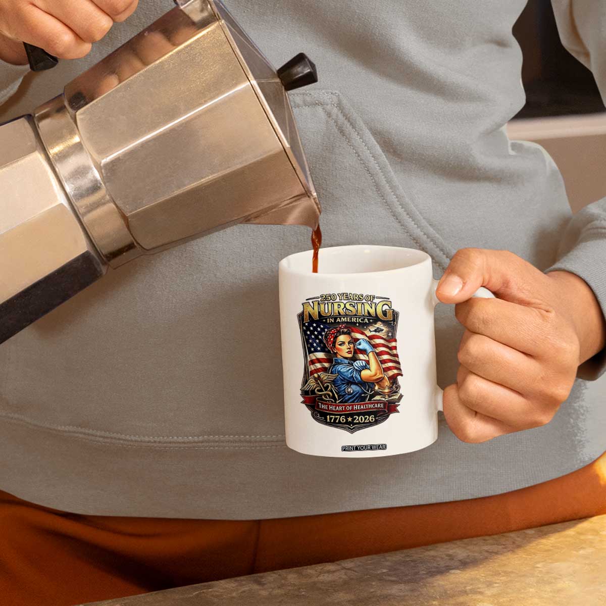 Patriotic Rosie Nurse Feminist Pride Coffee Mug 250 Years Of Nursing TS12 Print Your Wear