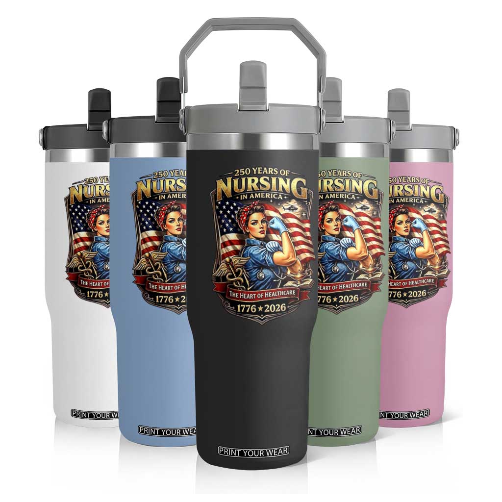 Patriotic Rosie Nurse Feminist Pride Flip Straw Tumbler 250 Years Of Nursing TS12 Print Your Wear