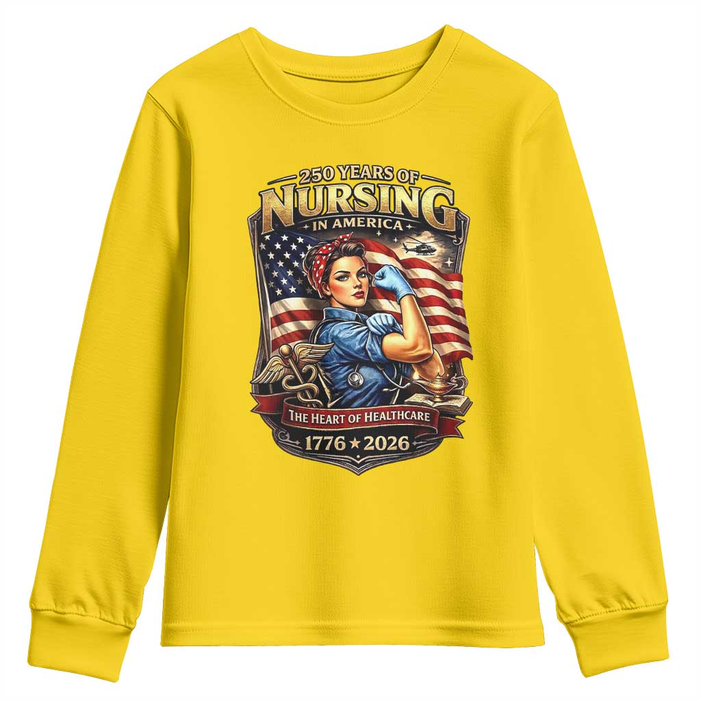 Patriotic Rosie Nurse Feminist Pride Youth Sweatshirt 250 Years Of Nursing TS12 Daisy Print Your Wear