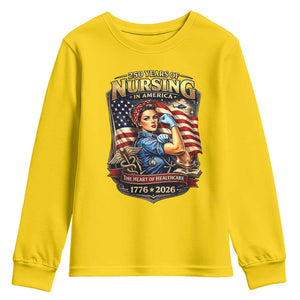 Patriotic Rosie Nurse Feminist Pride Youth Sweatshirt 250 Years Of Nursing TS12 Daisy Print Your Wear