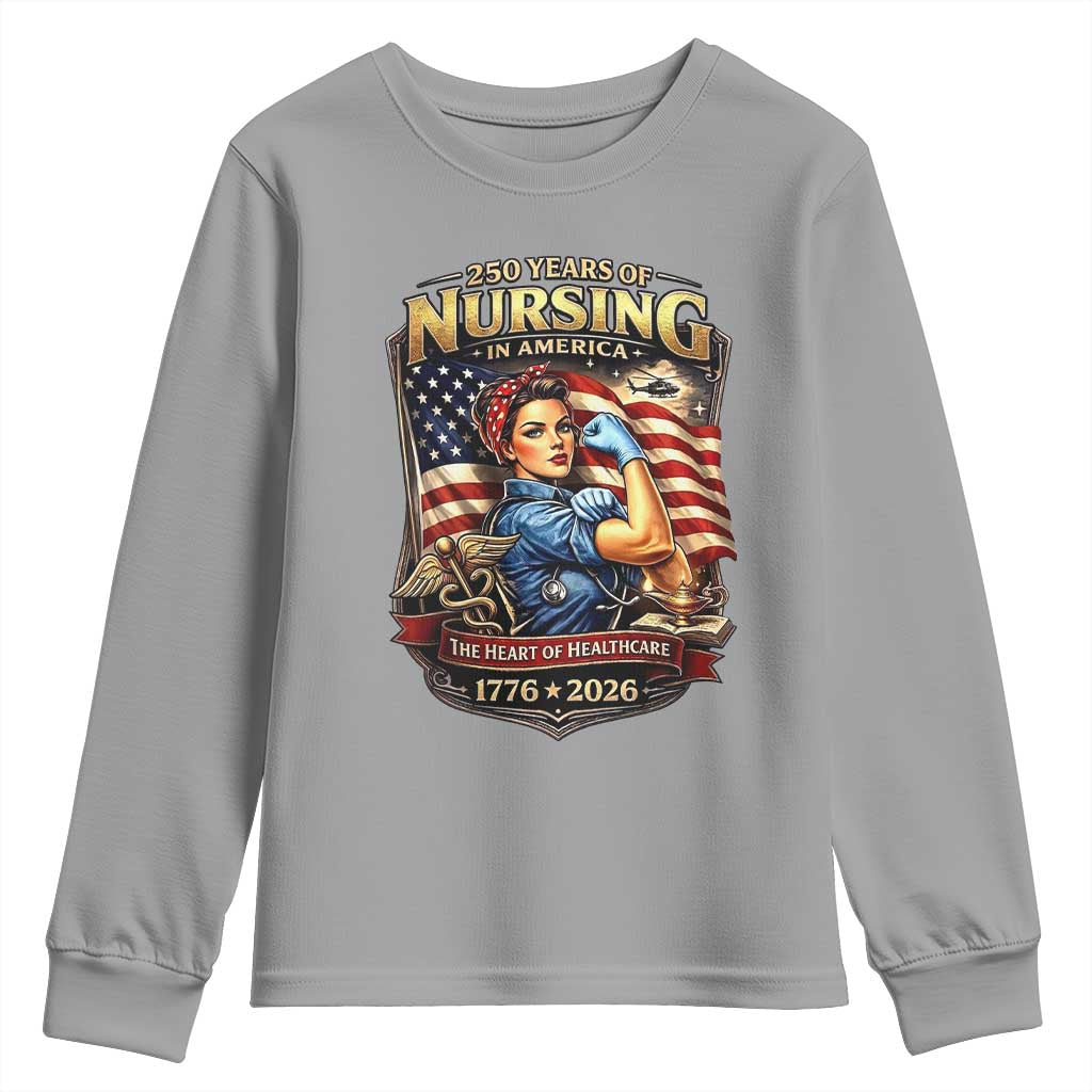 Patriotic Rosie Nurse Feminist Pride Youth Sweatshirt 250 Years Of Nursing TS12 Sport Gray Print Your Wear