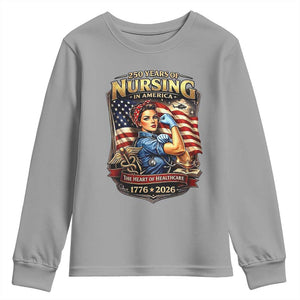 Patriotic Rosie Nurse Feminist Pride Youth Sweatshirt 250 Years Of Nursing TS12 Sport Gray Print Your Wear