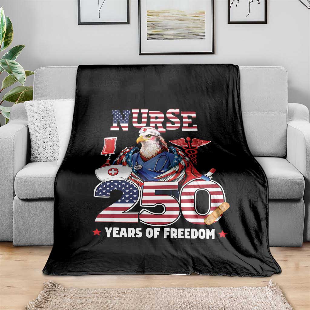 Bald Eagle Nurse 250 Years Of Freedom Throw Blanket Patriotic American Nurse Gift TS12 Print Your Wear