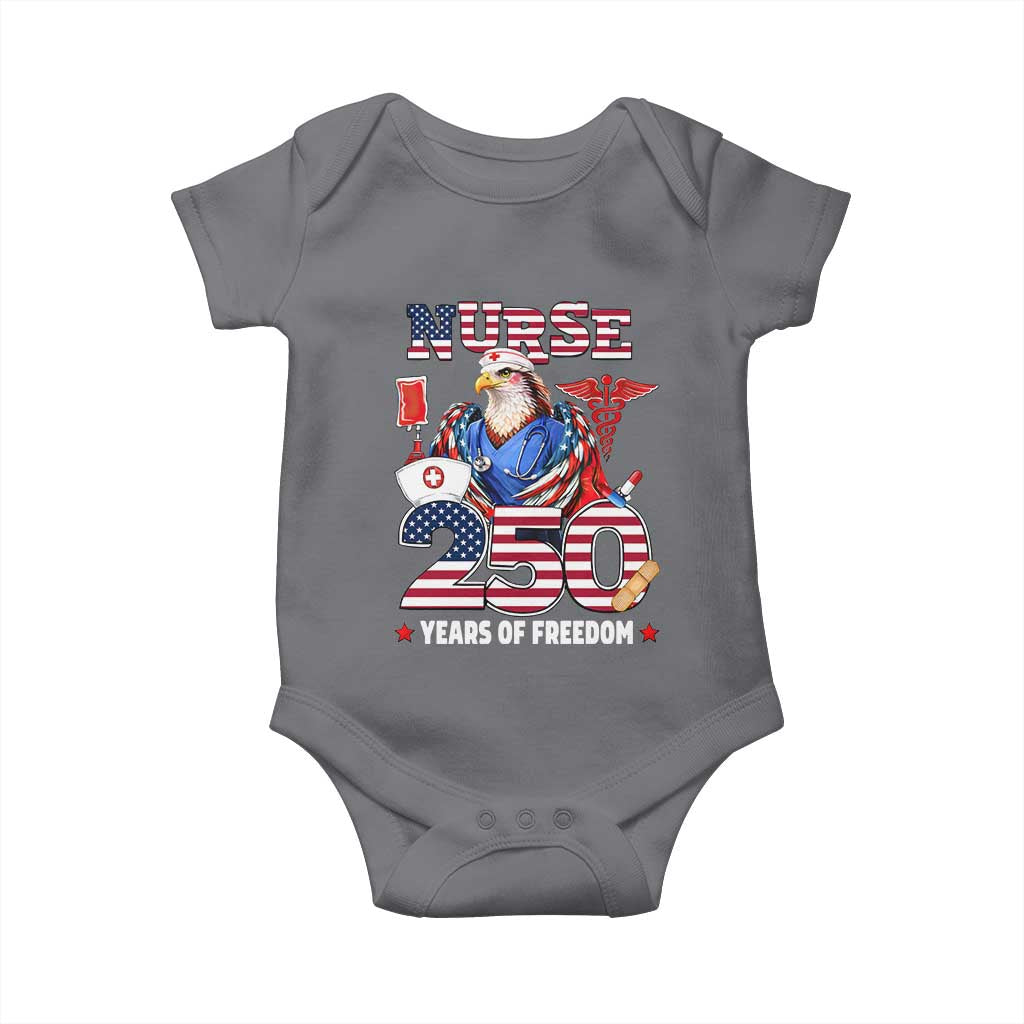 Bald Eagle Nurse 250 Years Of Freedom Baby Onesie Patriotic American Nurse Gift TS12 Charcoal Print Your Wear