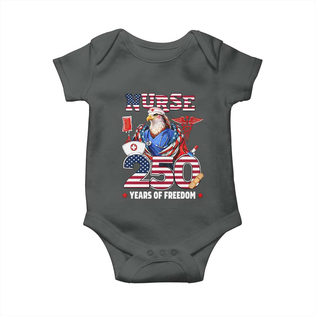 Bald Eagle Nurse 250 Years Of Freedom Baby Onesie Patriotic American Nurse Gift TS12 Dark Heather Print Your Wear