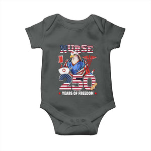 Bald Eagle Nurse 250 Years Of Freedom Baby Onesie Patriotic American Nurse Gift TS12 Dark Heather Print Your Wear