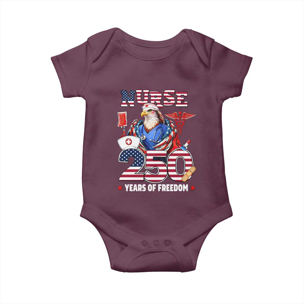 Bald Eagle Nurse 250 Years Of Freedom Baby Onesie Patriotic American Nurse Gift TS12 Maroon Print Your Wear