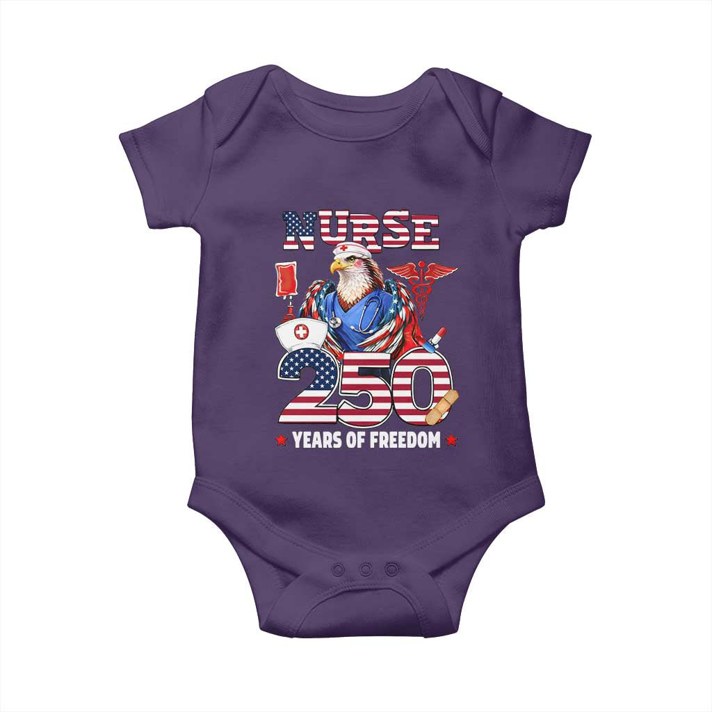 Bald Eagle Nurse 250 Years Of Freedom Baby Onesie Patriotic American Nurse Gift TS12 Purple Print Your Wear