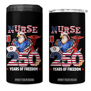 Bald Eagle Nurse 250 Years Of Freedom 4 in 1 Can Cooler Tumbler Patriotic American Nurse Gift TS12 One Size: 16 oz Black Print Your Wear