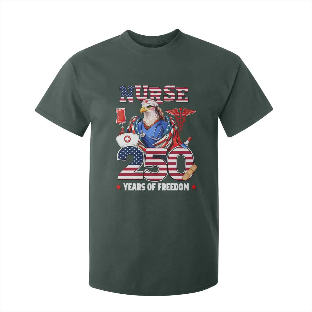 Bald Eagle Nurse 250 Years Of Freedom T Shirt For Kid Patriotic American Nurse Gift TS12 Dark Forest Green Print Your Wear