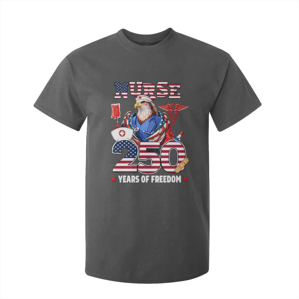 Bald Eagle Nurse 250 Years Of Freedom T Shirt For Kid Patriotic American Nurse Gift TS12 Dark Heather Print Your Wear