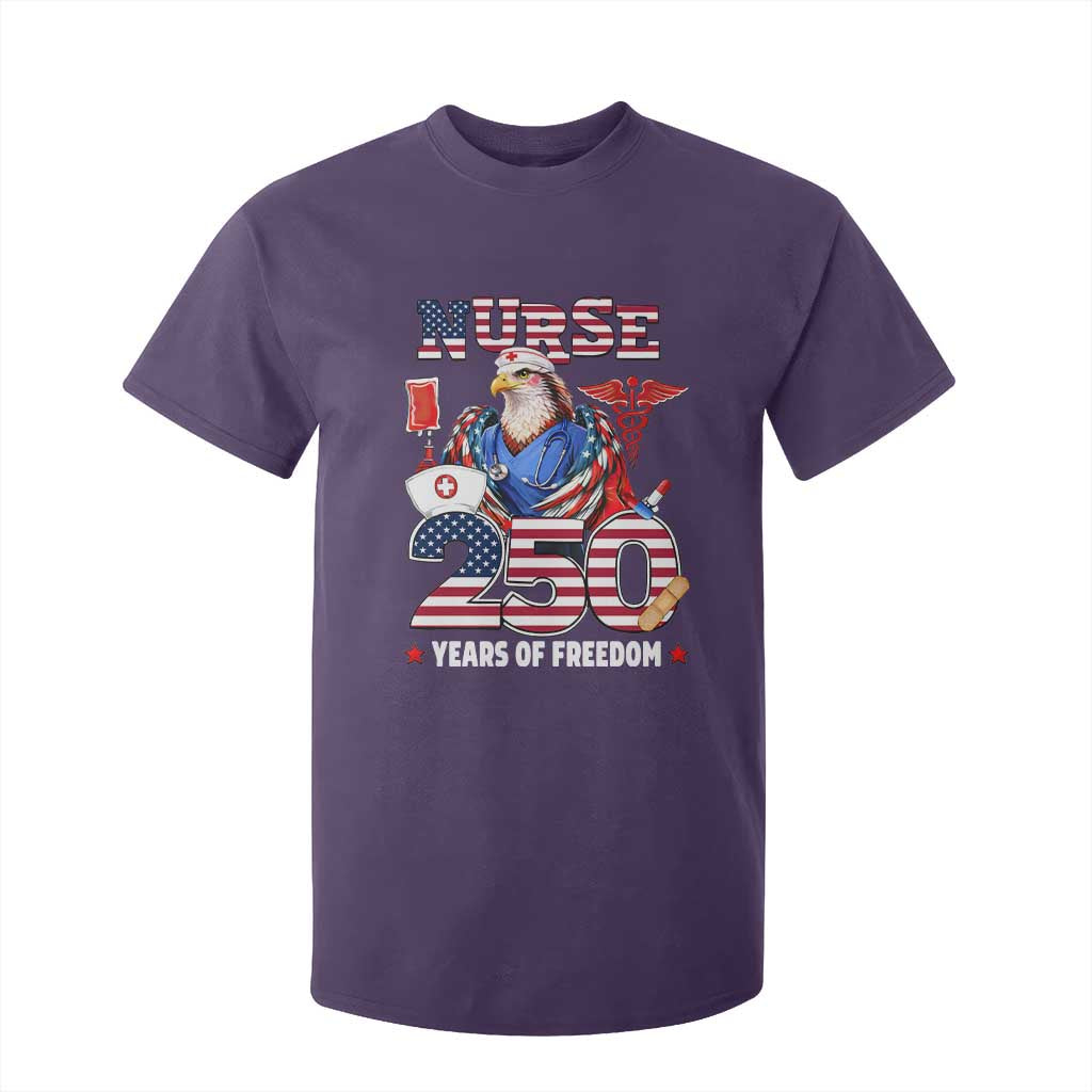 Bald Eagle Nurse 250 Years Of Freedom T Shirt For Kid Patriotic American Nurse Gift TS12 Purple Print Your Wear