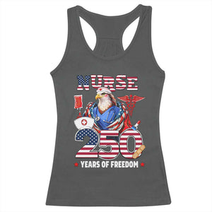 Bald Eagle Nurse 250 Years Of Freedom Racerback Tank Top Patriotic American Nurse Gift TS12 Dark Heather Print Your Wear