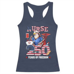 Bald Eagle Nurse 250 Years Of Freedom Racerback Tank Top Patriotic American Nurse Gift TS12 Navy Print Your Wear