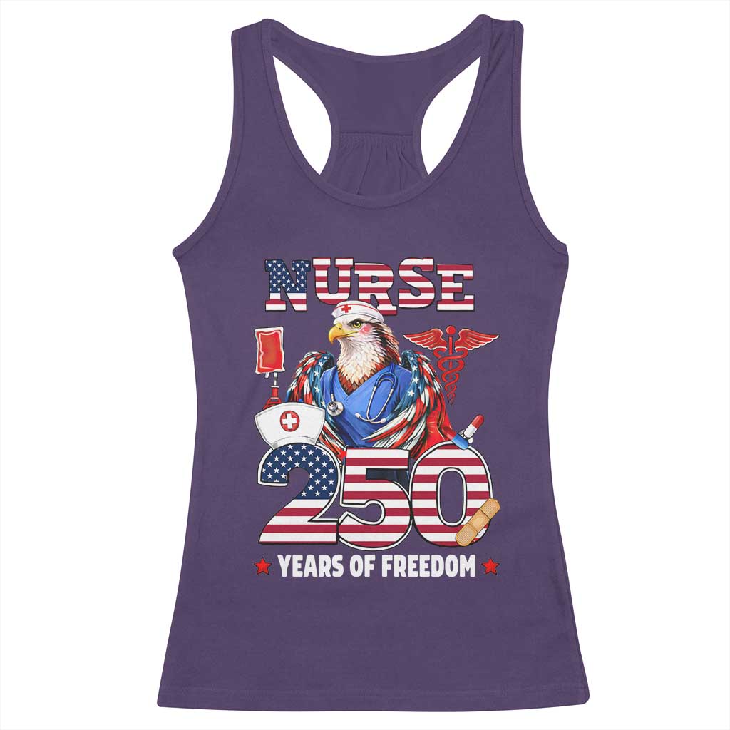 Bald Eagle Nurse 250 Years Of Freedom Racerback Tank Top Patriotic American Nurse Gift TS12 Purple Print Your Wear