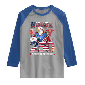 Bald Eagle Nurse 250 Years Of Freedom Raglan Shirt Patriotic American Nurse Gift TS12 Sport Gray Royal Print Your Wear