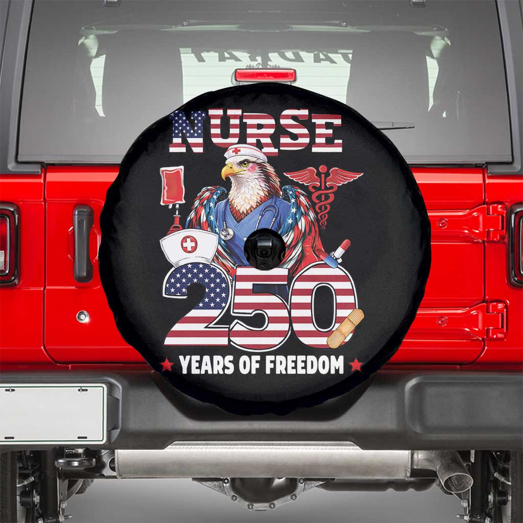 Bald Eagle Nurse 250 Years Of Freedom Spare Tire Cover Patriotic American Nurse Gift TS12 Black Print Your Wear