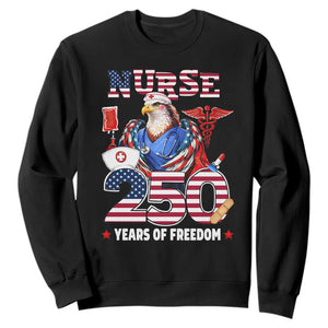 Bald Eagle Nurse 250 Years Of Freedom Sweatshirt Patriotic American Nurse Gift TS12 Black Print Your Wear