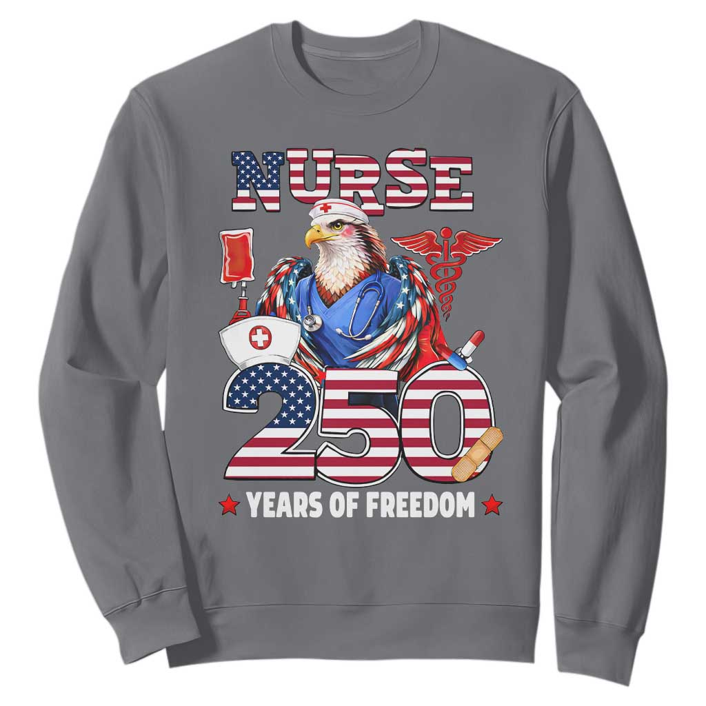 Bald Eagle Nurse 250 Years Of Freedom Sweatshirt Patriotic American Nurse Gift TS12 Charcoal Print Your Wear