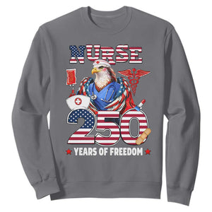 Bald Eagle Nurse 250 Years Of Freedom Sweatshirt Patriotic American Nurse Gift TS12 Charcoal Print Your Wear