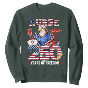 Bald Eagle Nurse 250 Years Of Freedom Sweatshirt Patriotic American Nurse Gift TS12 Dark Forest Green Print Your Wear
