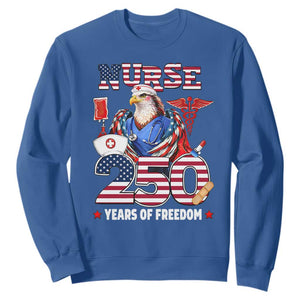 Bald Eagle Nurse 250 Years Of Freedom Sweatshirt Patriotic American Nurse Gift TS12 Royal Blue Print Your Wear