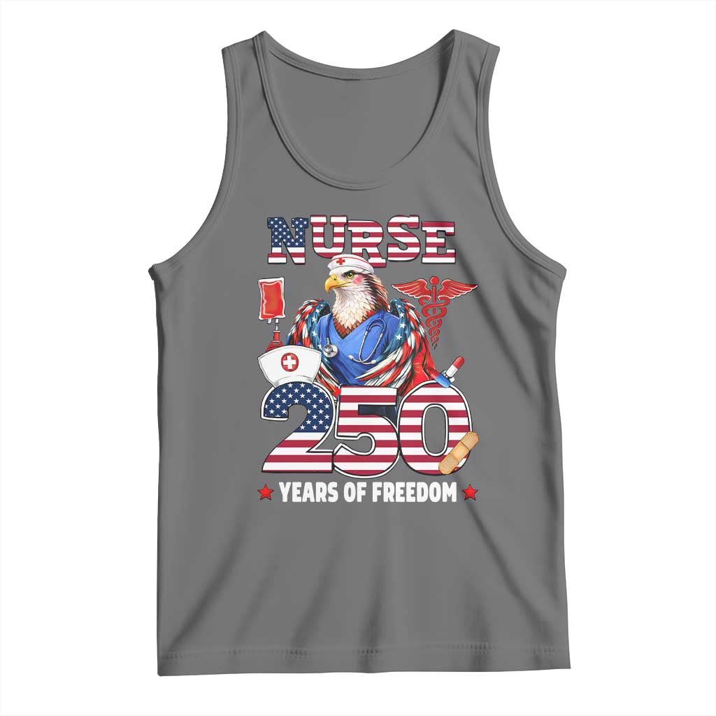 Bald Eagle Nurse 250 Years Of Freedom Tank Top Patriotic American Nurse Gift TS12 Black Heather Print Your Wear